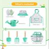Grenebo Kids Gardening Set Toys,Includes Metal Trowel,Transplanting Shovel,Garden hat,Rake,Apron,Gloves,Watering Can,and Tool Organizer Bag (Lake Green) view 2