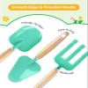 Grenebo Kids Gardening Set Toys,Includes Metal Trowel,Transplanting Shovel,Garden hat,Rake,Apron,Gloves,Watering Can,and Tool Organizer Bag (Lake Green) view 3