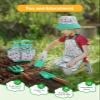Grenebo Kids Gardening Set Toys,Includes Metal Trowel,Transplanting Shovel,Garden hat,Rake,Apron,Gloves,Watering Can,and Tool Organizer Bag (Lake Green) view 4
