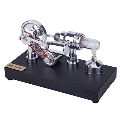 BrickCraftWorks Hot Air Sterling Engine Kit for Adults, High Temperature Metal Gamma Hot-air Stirling Engine Model with Bulb Educational Toys Gifts