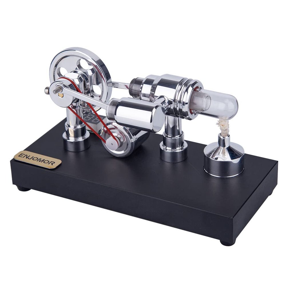 BrickCraftWorks Hot Air Sterling Engine Kit for Adults, High Temperature Metal Gamma Hot-air Stirling Engine Model with Bulb Educational Toys Gifts