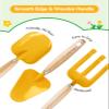 Grenebo Kids Gardening Set Toys,Includes Metal Trowel,Transplanting Shovel,Garden hat,Rake,Apron,Gloves,Watering Can,and Tool Organizer Bag (Yellow) view 3