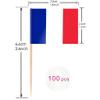 100 Pcs France Flag French Toothpick Flags, Cocktail Picks Mini Stick Cupcake Toppers Country Picks Party Decoration Celebration Cocktail Food Bar Cake Flags  view 2
