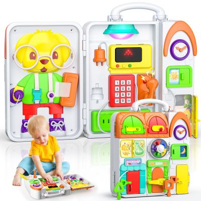 Montessori Busy Board for 1 Year Old Boy Toy, Birthday Gifts for 12-18 Month Old Boy Girl, Learning Toys for Toddlers 1-3, Toddler Gift for One Year Old Toy