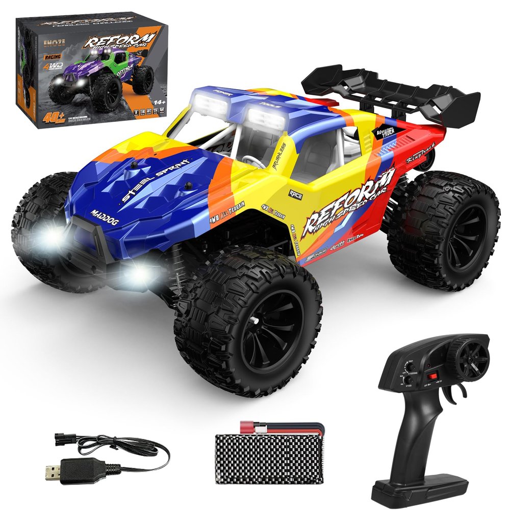 Hylukon Remote Control Car, 2.4GHz All-Terrain Remote Control Truck 1:14 Scale 4WD Off Road Truck with Headlight and Bodylight, 40KM/H High Speed Monster Truck, Gifts for Teens Adults