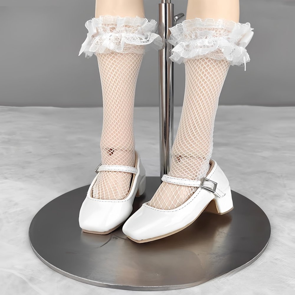 1/4 BJD Doll Shoes Carefully Crafted Fashionable Shoes Suitable for 18 inch BJD SD Doll Gifts for Doll Lovers (Brilliant White)