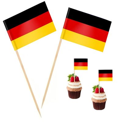 100 Pcs Germany Flag German Toothpick Flags, Cocktail Picks Mini Stick Cupcake Toppers Country Picks Party Decoration Celebration Cocktail Food Bar Cake Flags