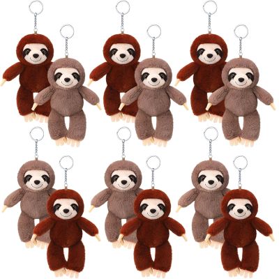 12 Pcs Lovely Mini Sloth Stuffed Keychain 4 Inch Valentine Animal Plush Toys Bulk Small Plushies Keychains Forest Safari Party Favors for Galentine Birthday Carnival Prize Gift Backpack Decor