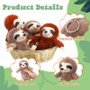 12 Pcs Lovely Mini Sloth Stuffed Keychain 4 Inch Valentine Animal Plush Toys Bulk Small Plushies Keychains Forest Safari Party Favors for Galentine Birthday Carnival Prize Gift Backpack Decor view 2