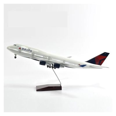 Scale Aircraft 46cm 1/160 for Delta Boeing 747 Plane Model Aircraft Diecast Resin Airplane Finished Model Suitable for Display(with Light)