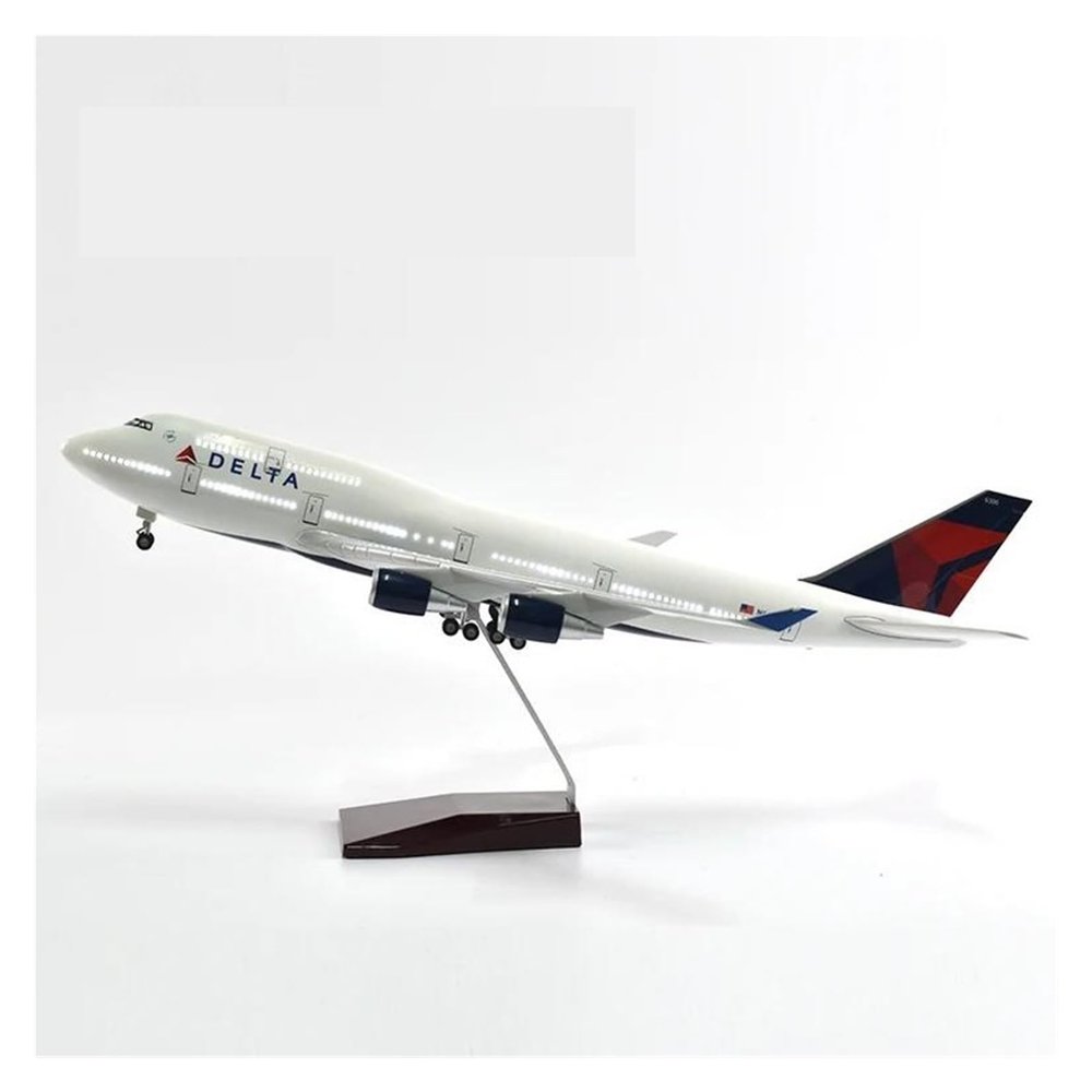 Scale Aircraft 46cm 1/160 for Delta Boeing 747 Plane Model Aircraft Diecast Resin Airplane Finished Model Suitable for Display(with Light)