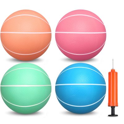 6 Inch PVC Mini Basketball for Indoor Hoops, 6" Rubber Small Toddler Basketball for Over Door Hoop, Little Pool Basketballs for Kids, Outdoor Sand Beach Toy Ball Stocking Stuffer(4 PCS with Air Pump)