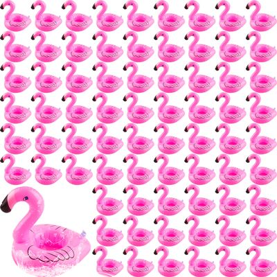 120 Pack Inflatable Flamingo Drink Holders Pink Flamingo Drink Floats Blow Up Flamingo Floating Drink Holder Cup Coasters for Summer Pool Swim Party
