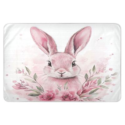Extra Large Resuable Changing Pad Covers Soft Absorbent Bed Wetting Pads Leakproof Quick Drying Pee Mats for Infant Toddler 52x34in Bunny Rabbit Ears Floral Leaves Easter