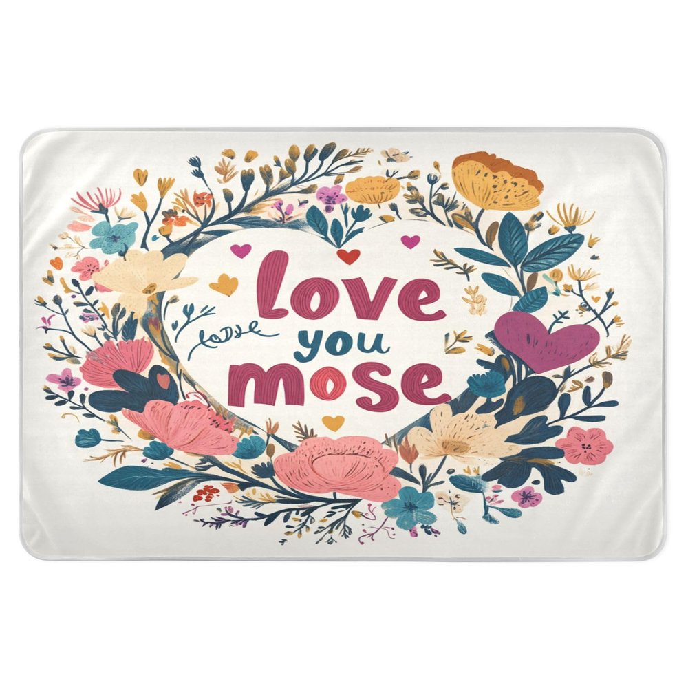 Extra Large Resuable Bed Underpads Water Resistant Bed Pad Portable Bed Liners for Infant Baby 52x34in Valentines Day Flowers Heart Love You Mose