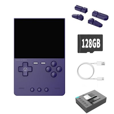 Bigarbee Trimui Brick 128GB Retro Game Console, 3.2-Inch IPS Screen, Portable Handheld Gaming Player, Purple
