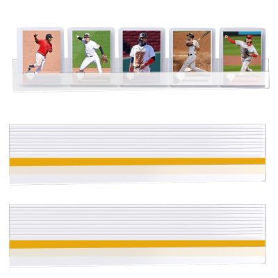 10 Pack PVC Baseball Card Display Case with Self-Adhesive Backing, Wall Mounted Display Rack for Sport Football Softball Trading Card Storage, Hold up to 60 Cards, Fit for Thin Cards