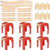 20 Pack Wooden Train Track Bridge Include 6 Train Track Bridge Support 12 Straight Track 2 Ascending Tracks Wood Track Pieces Compatible with Most Train Tracks view 1
