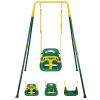 3-in-1 Toddler Swing, Foldable Indoor & Outdoor Baby Swing, Multifunctional Swings for Children 6 Months and Older, Easy to Assemble and Store for Backyard Play (Green) view 1