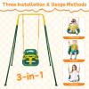 3-in-1 Toddler Swing, Foldable Indoor & Outdoor Baby Swing, Multifunctional Swings for Children 6 Months and Older, Easy to Assemble and Store for Backyard Play (Green) view 3