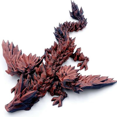 Dxldfks 3D Printed Dragon with Wings, 3D Dragon 9" Articulated Winged Dragon for Home Office Decor Executive Desk Toys, Black Red