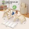 BlueWood Pikler Triangle Set with Cushion, 8-in-1 Climbing Toys for Toddlers, Montessori Philosophy Play Jungle Gym with Arch, Ramp, Ladder(Natural Wood) view 2