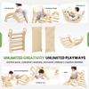 BlueWood Pikler Triangle Set with Cushion, 8-in-1 Climbing Toys for Toddlers, Montessori Philosophy Play Jungle Gym with Arch, Ramp, Ladder(Natural Wood) view 3