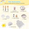 KOTEK Corner Play Kitchen, Wooden Kids Toy Kitchen w/Sound & Light, Range Hood, Ice Maker, Washing Machine, Microwave, Oven, Sink, Chef Suit, Interactive Kitchen Playset for Toddlers (White) view 4
