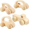 Fahacop 4 Pieces Wooden Toy Cars Mini Push Wood Truck Car Natural Wood Toys for Baby Toddler Birthday Party Gifts Nursery Decoration, 4 Styles view 1
