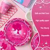 162PCS Hot Pink Happy Birthday Party Supplies Set, Paper Plates, Cups, Napkins, Utensils, Tablecloth, Serves 20 view 4
