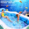 Inflatable Pool with Canopy, Large Inflatable Swimming Pool for Kids,Adult, Blow Up Pools with Seats,Backrest.Durable Thickened Inflatable Family Pools for Backyard,118"x75"x22"-Dark Blue view 4