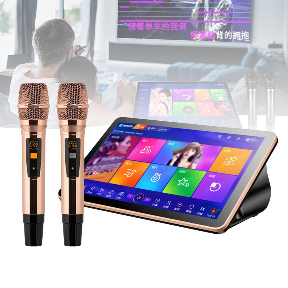 JTYMZYY All in One Karaoke Machine, Karaoke Machines with Lyrics Display Screen, Touch Screen Phone Remote & App Control Karaoke Machine with Wireless Mic, KTV Singing Karaoke Player,3TB