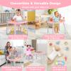 HONEY JOY Baby Activity Center, 5 in 1 Infant Jumper & Standing Play Table w/ 360 Rotary Seat, 6 Toys, 3 Adjustable Heights, Lights, Music & Sounds, Activity Center for Babies 6-36 Months (Pink) view 3