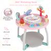HONEY JOY Baby Activity Center, 5 in 1 Infant Jumper & Standing Play Table w/ 360 Rotary Seat, 6 Toys, 3 Adjustable Heights, Lights, Music & Sounds, Activity Center for Babies 6-36 Months (Pink) view 4