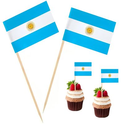 100 Pcs Argentina Flag Argentine Toothpick Flags, Cocktail Picks Mini Stick Cupcake Toppers Country Picks Party Decoration Celebration Cocktail Food Bar Cake Flags