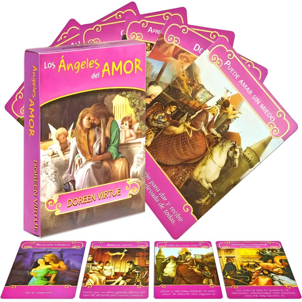 CINROPE Cartas de Oraculos en Espaol, 44 Spanish Lovers Romance Oracle Cards, Angel Oracle Cards, Ideal for Learning, Daily Readings, Healing