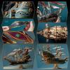 3D Wooden Puzzles for Adults, Pirate Ship Model Brain Teaser Puzzles Building Kits DIY Hobbies for Adults for Men, Women, DIY Educational Desk Room Decoration (Green) view 3