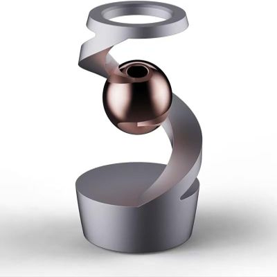Gravity-Defying Kinetic Desk Toy | Perpetual Motion Gyroscope Gadget | Hypnoball Spinning Desk Ornament for Stress Relief | Stylish Desk Decor for Men and Office (Silver)