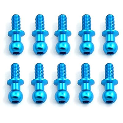10Pcs M3 Metal Hex Ball Head Screws for Tamiya TT01 TT02 Sakura D5 1/10 RC Drift Car Spare Parts Universal(Blue)