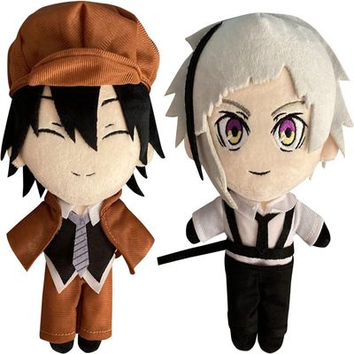 2pcs Dazai Osamu/Edogawa Rampo/Nakahara Chuuya Cosplay Stuffed Figures Soft Pillow, Cute Characters Throw Pillow Home Decoration 7.8in