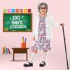 100 Days of School Old Lady Costume Set with Granny Dress Cardigan Old Lady Wig Glasses Grandma Dress Up Outfits 13Pcs (White M) 100day-C-WhiteCamellia-M view 2
