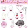 100 Days of School Old Lady Costume Set with Granny Dress Cardigan Old Lady Wig Glasses Grandma Dress Up Outfits 13Pcs (White M) 100day-C-WhiteCamellia-M view 4