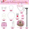 100 Days of School Old Lady Costume Set with Granny Dress Cardigan Old Lady Wig Glasses Grandma Dress Up Outfits 13Pcs (Pink M) 100day-C-PinkCamellia-M view 4