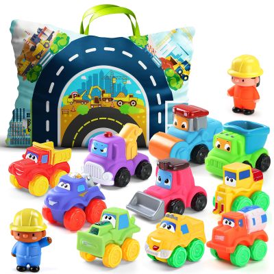 ALASOU 12 PCS Soft Rubber Car Toys for 1 Year Old Boy with Playmat/Storage Bag|Baby Toys 1 Year Old Boy Gifts for Toddler Toys 1-2|1st Birthday Gift for Infant 12 18 Months