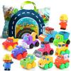 ALASOU 12 PCS Soft Rubber Car Toys for 1 Year Old Boy with Playmat/Storage Bag|Baby Toys 1 Year Old Boy Gifts for Toddler Toys 1-2|1st Birthday Gift for Infant 12 18 Months view 1