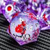 ARUOHHA DND Resin Dice Plum Blossom Liquid Core Silver Purple Sharp Edged Polyhedral Dragons Dice Set with Gift Box, Dungeons D and D Dice Compatible with D&D Role Playing Game D20 D12 D8 D6 D4 view 1