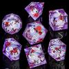 ARUOHHA DND Resin Dice Plum Blossom Liquid Core Silver Purple Sharp Edged Polyhedral Dragons Dice Set with Gift Box, Dungeons D and D Dice Compatible with D&D Role Playing Game D20 D12 D8 D6 D4 view 2