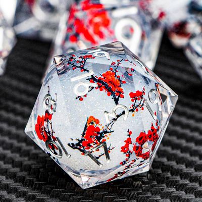 ARUOHHA DND Resin Dice Plum Blossom Liquid Core White Sharp Edge Dragons Polyhedral Dice Set with Gift Box, Compatible with D&D Role Playing Game Dungeons D and D Dice Set D20 D12 D10 D6