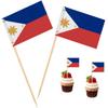 100 Pcs Philippines Flag Filipino Toothpick Flags, Cocktail Picks Mini Stick Cupcake Toppers Country Picks Party Decoration Celebration Cocktail Food Bar Cake Flags  view 1