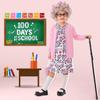 100 Days of School Old Lady Costume Set with Granny Dress Cardigan Old Lady Wig Glasses Grandma Dress Up Outfits 13Pcs (Pink L) 100day-C-PinkCamellia-L view 2